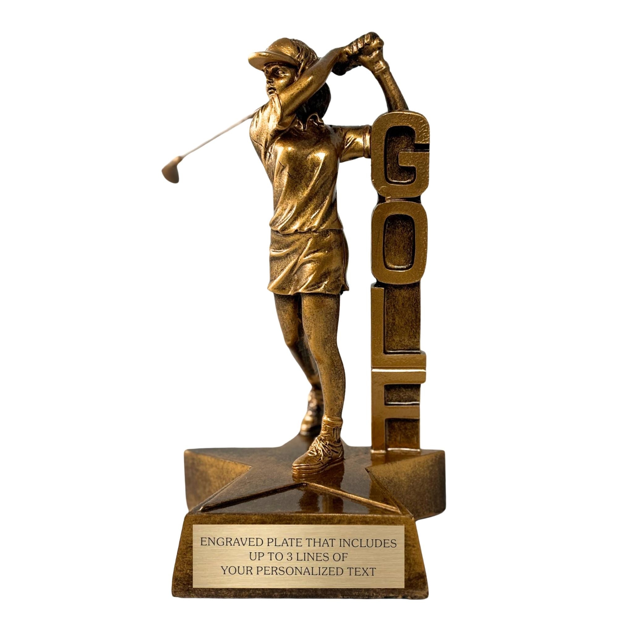 Golf (F) Billboard Trophy - 6.5" Custom Engraved Bronze