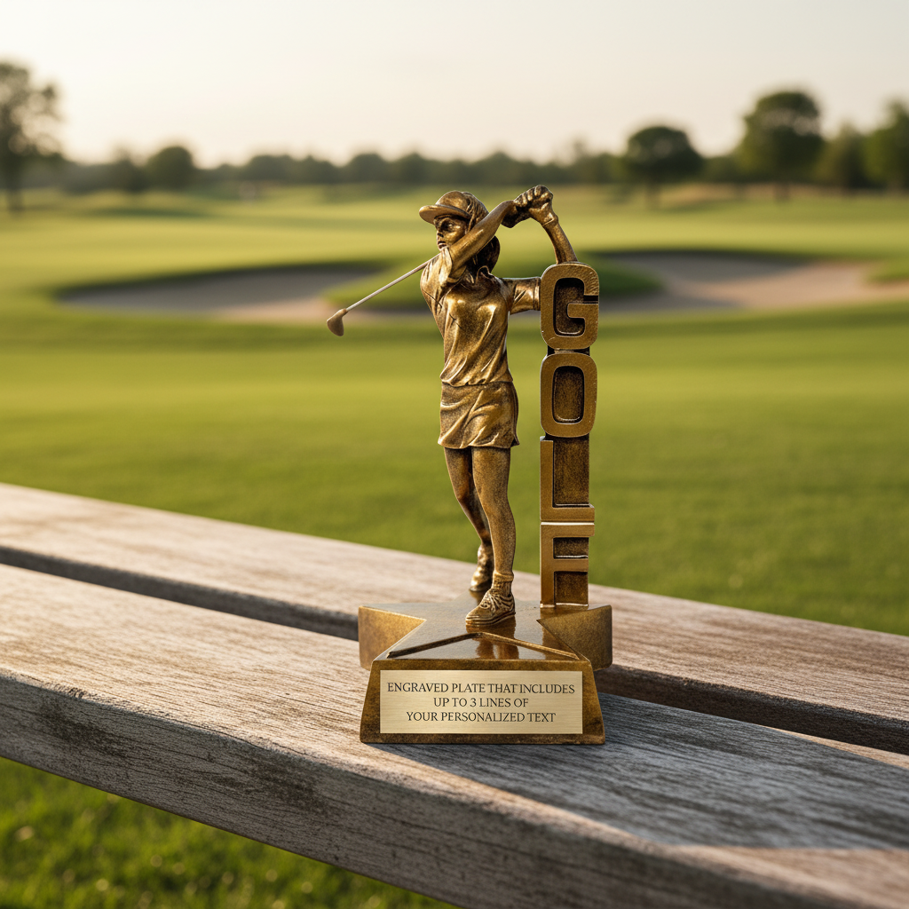 Golf (F) Billboard Trophy - 6.5" Custom Engraved Bronze