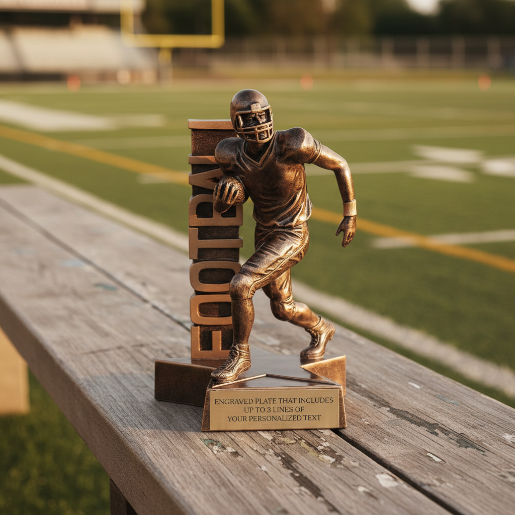 Football Billboard Trophy - 6.5" Custom Engraved Bronze