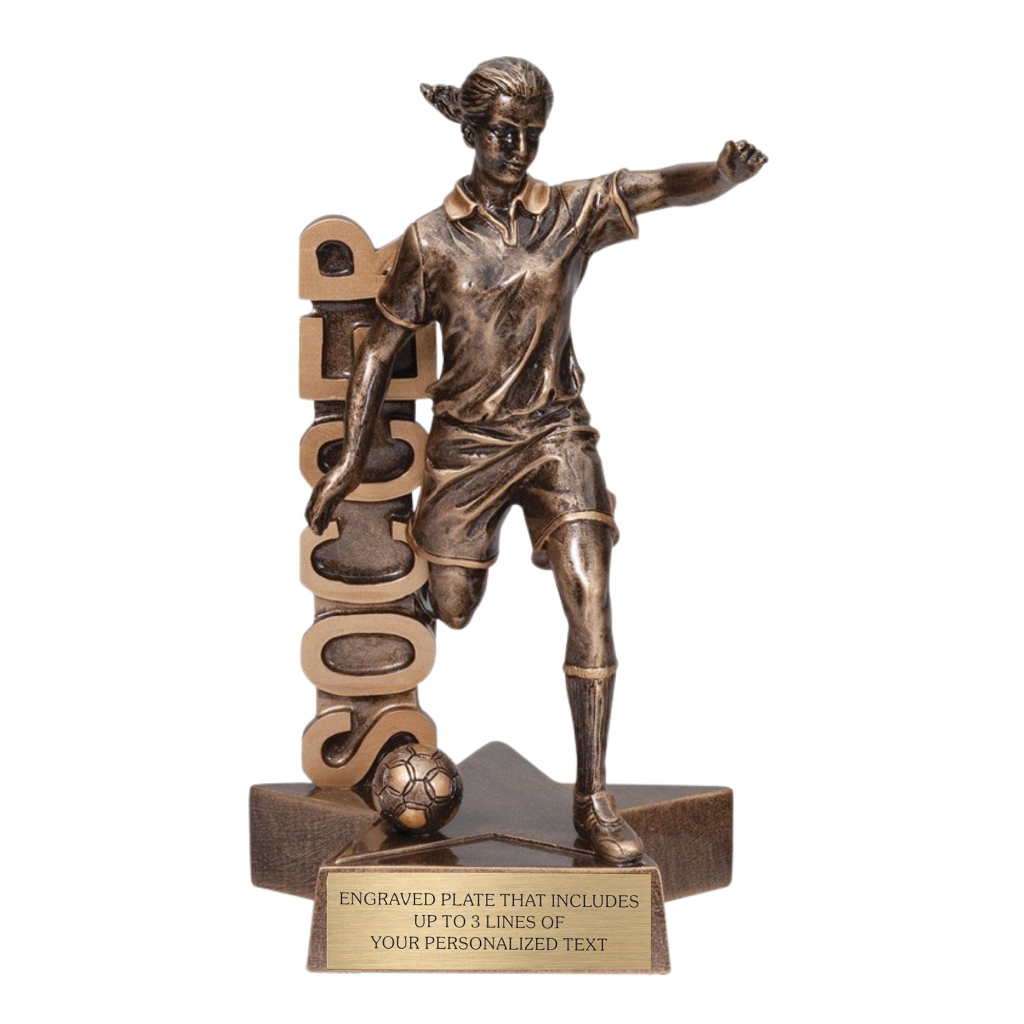 Soccer (F) Billboard Trophy - 6.5" Custom Engraved Bronze