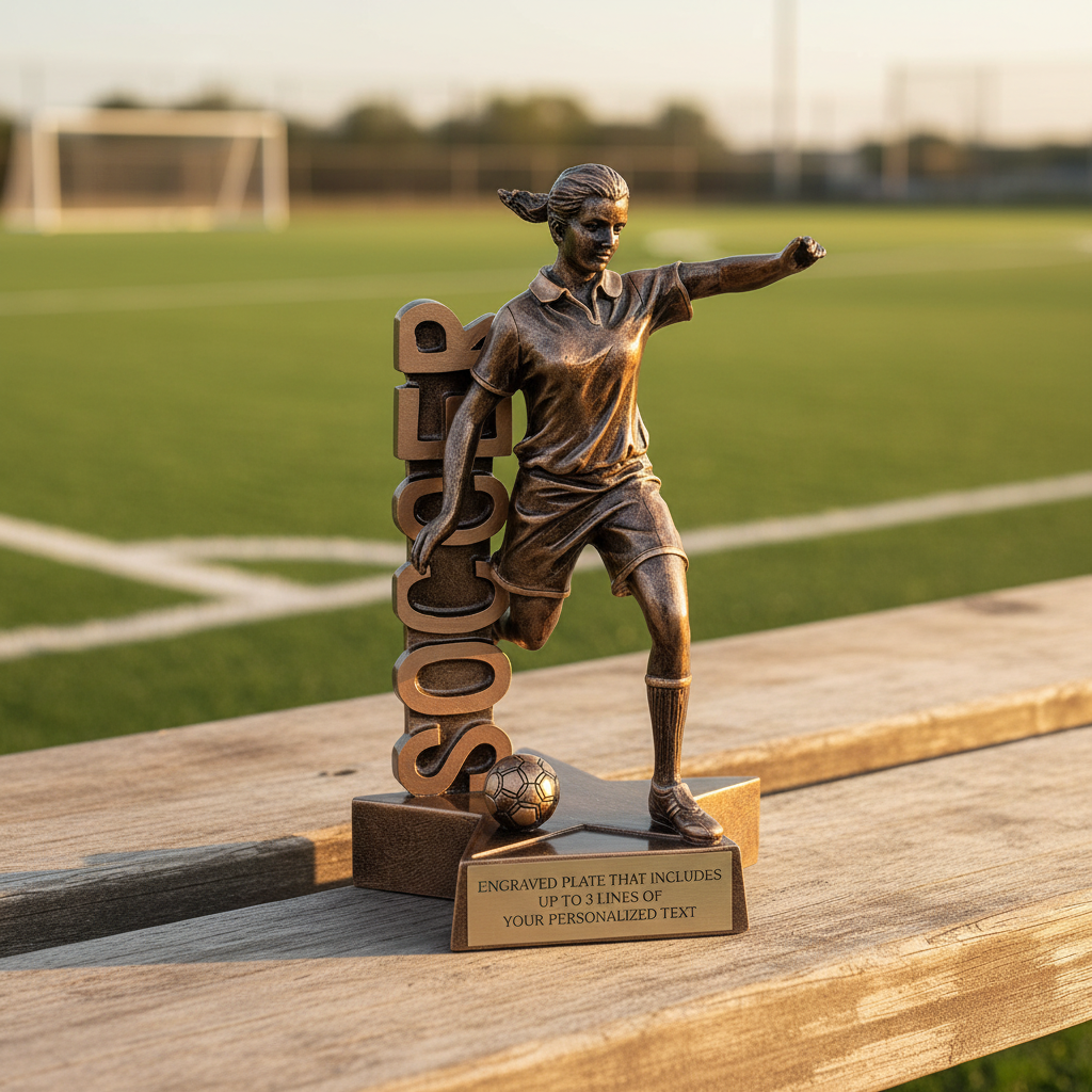 Soccer (F) Billboard Trophy - 6.5" Custom Engraved Bronze