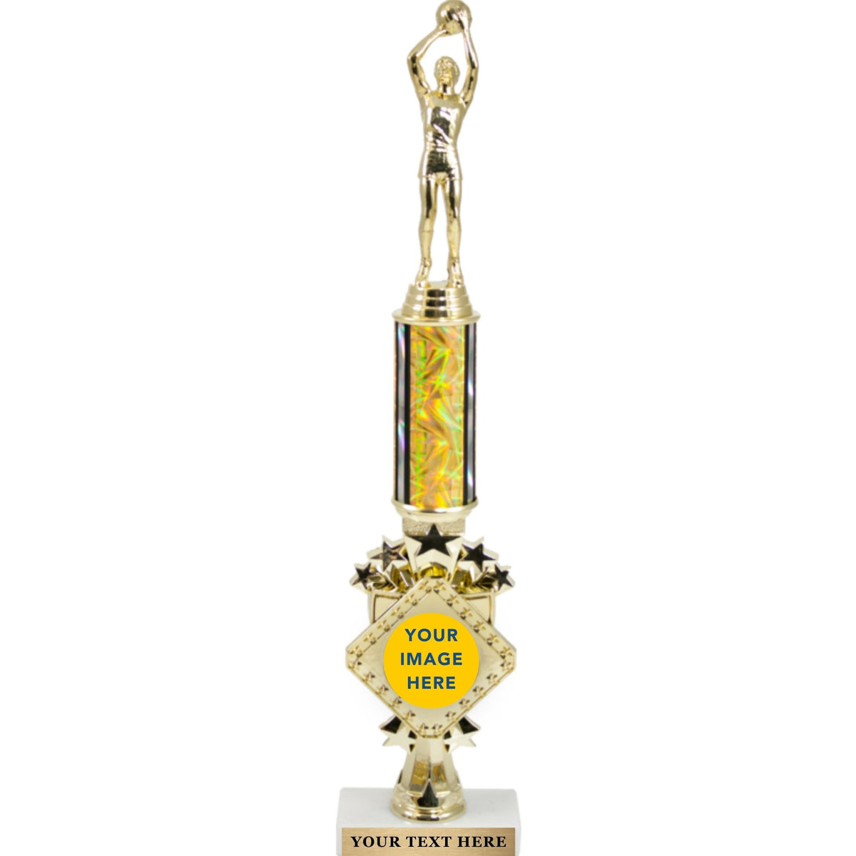 Diamond Series Trophy With A Round Column On A Marble Base