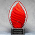 Red Swirl Egg on Black Glass Base