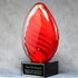 Red Swirl Egg on Black Glass Base