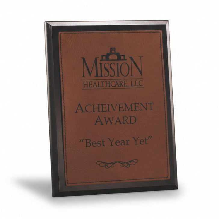 Ebony Finish Plaque with Rawhide Leatherette Plate