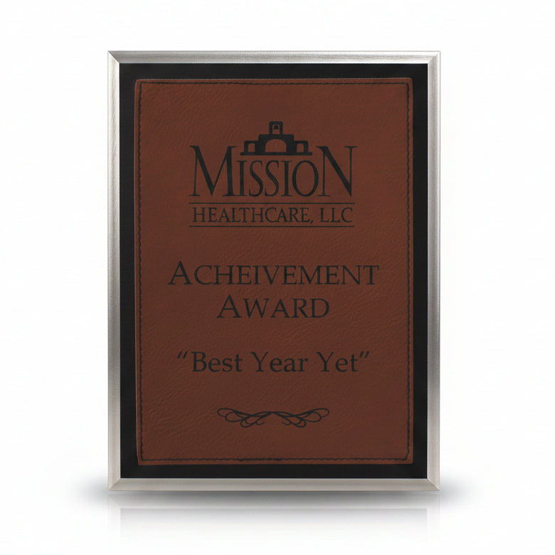 Ebony Finish Plaque with Rawhide Leatherette Plate