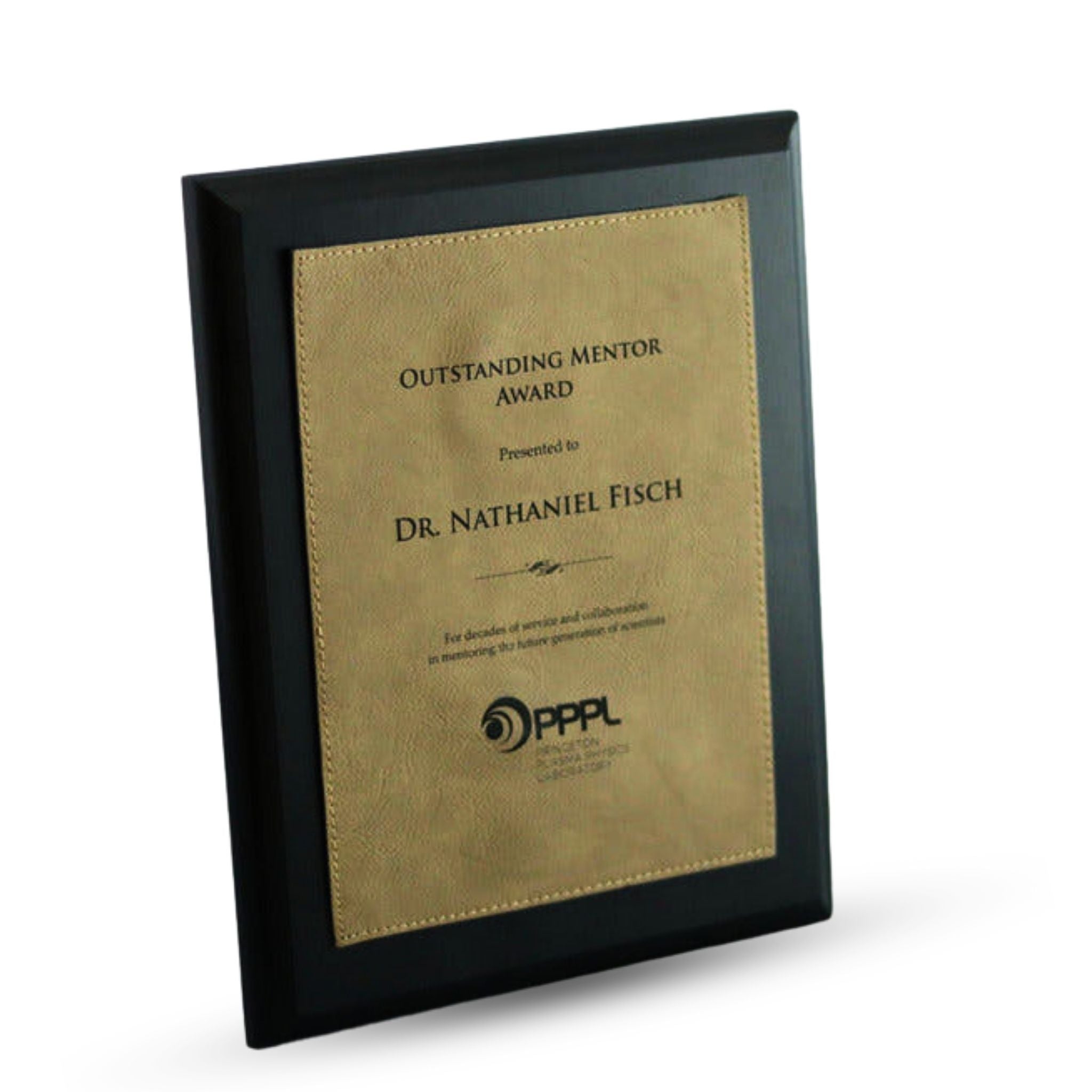 Ebony Laminate Plaque with Light Brown Leatherette Plate