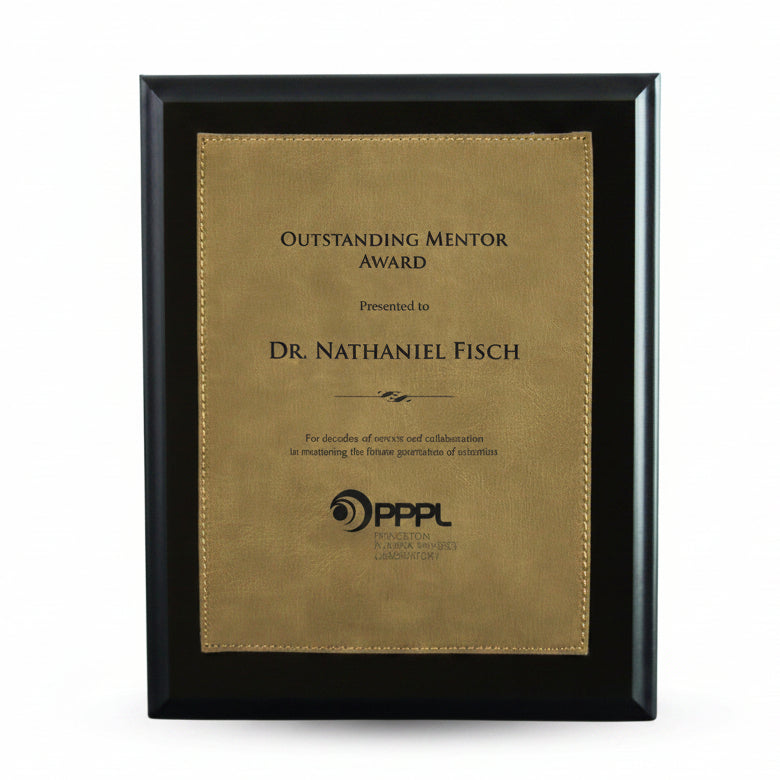 Ebony Laminate Plaque with Light Brown Leatherette Plate