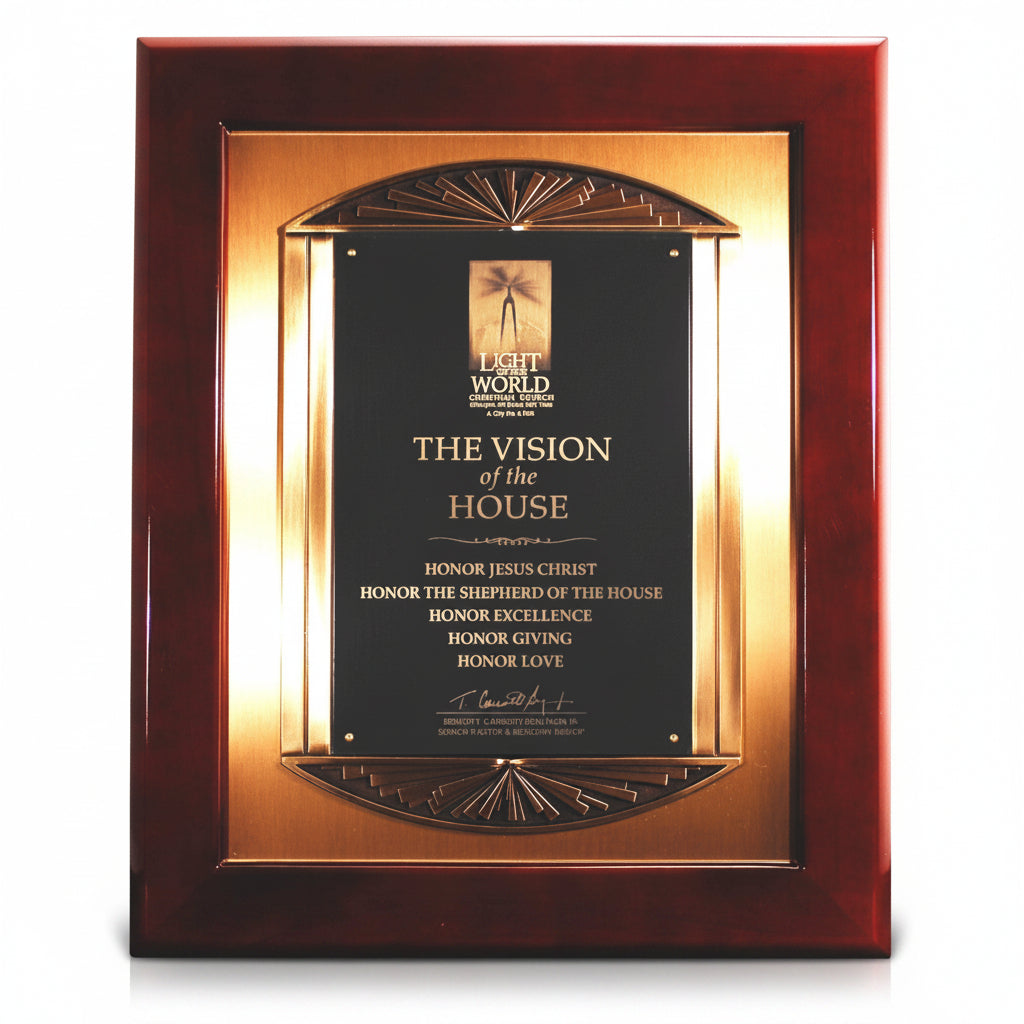 Rosewood Piano Finish Plaque with Cast Metal Frame