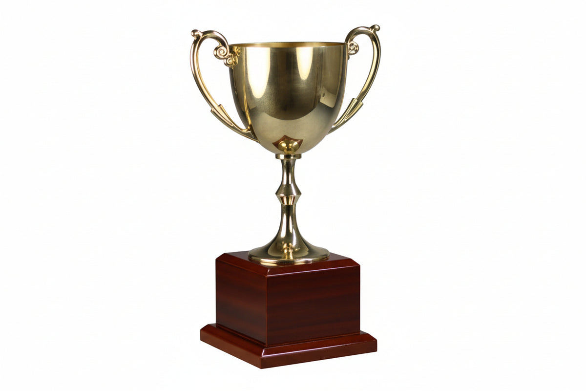 Gold Metal Cup On Rosewood Base