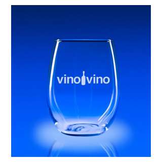 Etched Stemless Wine Glasses - Set of  2