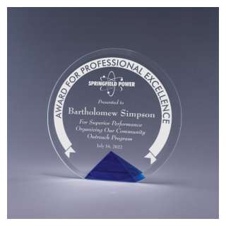 Cyrcle Color Optic Crystal Award - Blue Base