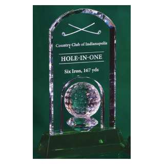 Crystal Arch with Golf Ball on Green Crystal Base