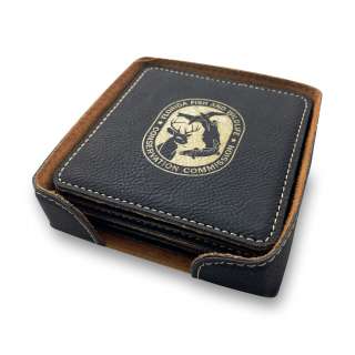 Black Leatherette Coasters with holder