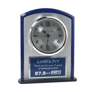 Silver Clock with Blue Accents