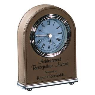 Light Brown Leatherette Desk Clock 