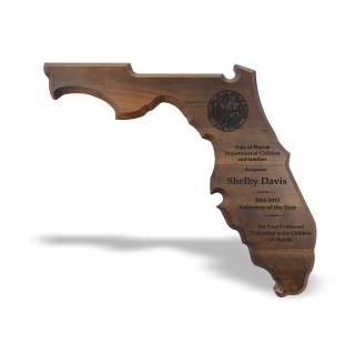 Florida Shaped Walnut Plaque