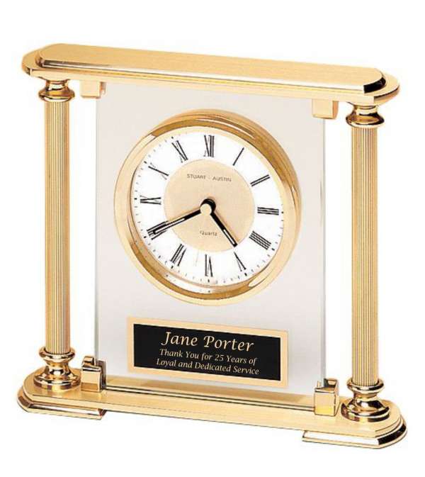 7.25" Gold Metal Desk Clock